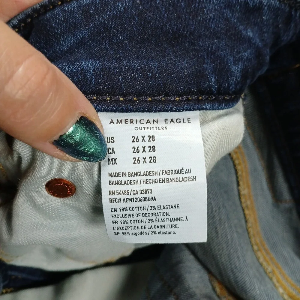 NWT American Eagle Jeans‎ Men's 26x28 Original Straight Dark Wash Airflex